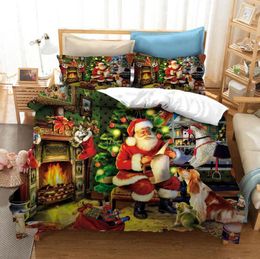 Bedding Sets Christmas Gift For Boys Girls Baby 3D Santa Pattern Duvet Cover Set Pillowcases Home Textiles Twin Double King Size