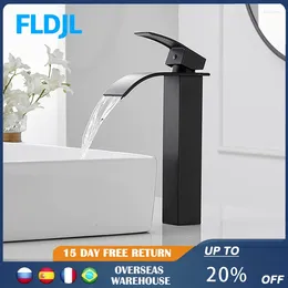 Bathroom Sink Faucets Vessel Faucet Matte Black Waterfall Modern Single Hole Handle Lavatory Bowl Tall Body With Supply Line