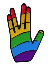 Rainbow Vulcan Salute Enamel Pin LGBTQIA Pride Brooch Trek Badge Backpack Decoration Jewelry Accessories5380697