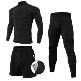 Sets Rashguard Gym Tracksuit Men Compression Running Stretchy Sports Suit For Men Fitness Joggers Quickdrying Tights Training Sets