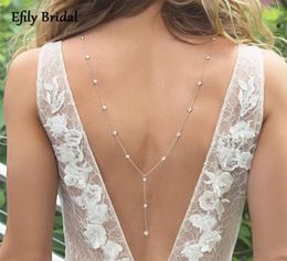 Chains Efily Rhinestone Crystal Bridal Back Chain Necklace For Women Backless Dress Jewellery Silver Colour Wedding Backdrop GiftChai7585759