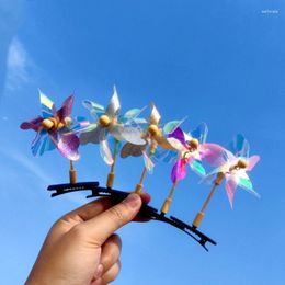 Hair Clips And Stylish Hairpins With Rotating Windmills Plastic Barrettes For Parties