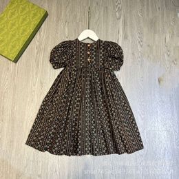 Girl's Casual girls' dress round neck bubble sleeve lovely floral long pastoral Princess Dress
