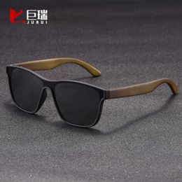 2023 Trendy Square Bamboo Wood Leg for Men Women, Fashionable and Personalised Colour Film Polarised Sunglasses