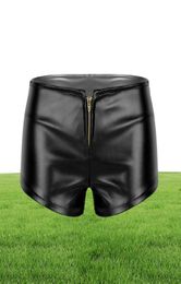 Faux Leather Shorts Women pants Front Zipper White Black Low Waist Shorts Female Sexy Bandage Mini Women Shorts Buttoms Y2006235401331
