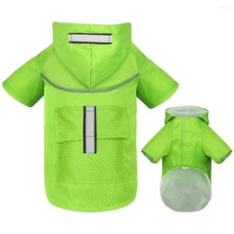 Dog Apparel Mesh Breathable Small Raincoat Reflective Durable Pet Clothes With Hood Pocket Puppy Rain Jacket For Medium