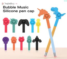 DHL Free Press Bubble Pen Cap Toys Silicone Push Simple Squeeze Stationery Relieve Stress for Student Adult Children BY304411680