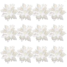 Decorative Flowers TOYANDONA 12pcs Christmas Glitter Artificial Poinsettia Tree Ornaments Party Decoration With The For