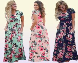 2019 Floral Print Boho Beach Dress Women Long Maxi Dress Summer Womens Dresses Short Sleeve Evening Party Woman Dress Casual Vesti2859119
