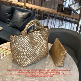 Diaper Bags Fashion Mommy Tote Handbag Pure Handmade Woven Bag Large Capacity Fashion Womens Bag Soft Leather Premium Texture Tote Out Bag L410