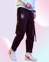 Coursemys Hip Hop Streetwear Cargo Pants Men Women Ribbon ricamo giapponese harajuku joggers pantaloni harem casual pantaloni maschio 213751065