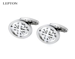 Silver Colour Cufflinks Lepton Stainless Steel Round Cufflink for Mens Wedding Business Cuffl Links Gemelos 2112161453187
