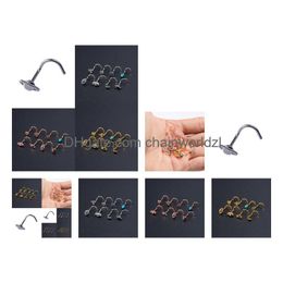 Nose Rings & Studs Evil Eye Combination Set 8Pcs/Lot Hoop Body Piercing Women Fashion Accessories0.8X7Mm Drop Delivery Jewellery Otdje