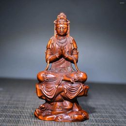 Decorative Figurines Chinese Solid Wood Guanyin Buddha Sculpture Tara Statue Ornaments Home Feng Shui Buddhism Crafts