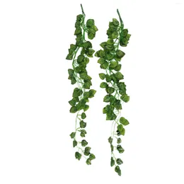 Decorative Flowers 2Pcs Artificial Ivy Garland Fake Hanging Vine Plants Faux Foliage For Party Wedding Garden Kitchen Home Office Hangin