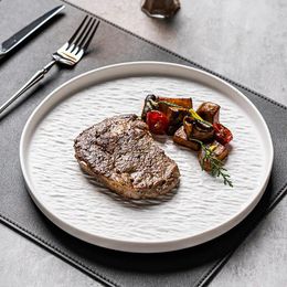 Plates Ceramic Dinner Plate White Black Round Steak Western Serving Dish Scratch Resistant Luxury Kitchen Tableware