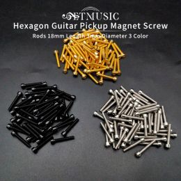 Cables 100pcs Electric Guitar Humbucker Pickup Polepiece Hexagon Magnet Screws Rods 18mm Length 3mm Diameter Black/Gold/Chrome