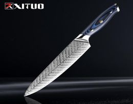 XITUO High Quality 8quotinch Damascus Chef Knife AUS10 Stainless Steel Kitchen Knife Japanese Santoku Cleaver Meat Slicing Knife9347794