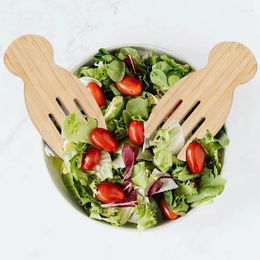 Forks Wooden Salad Hands Natural Bamboo Rice Spoon Non-Stick Soup Pasta Fruit Stirring Fork Utensils Tableware