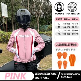 Motorcycle Apparel DUHAN Jacket Breathable Women's CE Certification Anti-fall Woman's Biker Coat Wear Resistant Pink