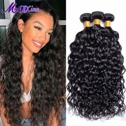 Maxine Water Wave Human Hair Bundle Brazilian Remy Bundles 134 Natural Black For Women 240401