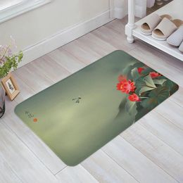 Carpets Lotus Flower Chinese Kitchen Floor Mat Living Room Decor Carpet Home Hallway Entrance Doormat Balcony Door Anti Slip Rug