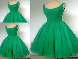 Vintage 1950039s Short Emerald Green Cocktail Dress Sexy Scoop Neck Chiffon Cute Party Prom and Homecoming Dress1729659