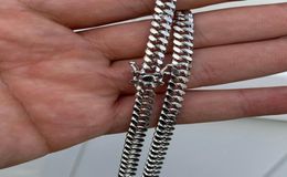 Mens Miami Cuban Link Chain Real Solid 925 Sterling Silver Fill Box Lock Necklace 6mm2506165