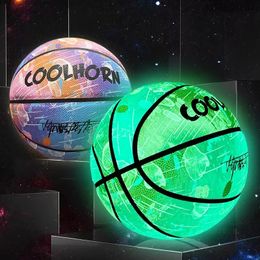 Luminous Basketball 765 Children Student Adult Game Outdoor Indoor Wear-resistant PU Fluorescent Training Basketball Equipment 240408