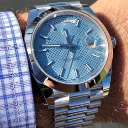 Original President Day Date Watch Designer Mens Watches Platine Ice Blue Automatic Movement Wristwatches Diamond Luxury Rollex Watches for Men Montre Dhgate New