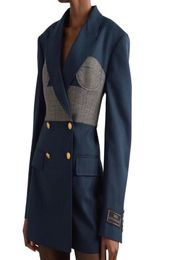 2022 women girls vintage designer houndstooth blazer peacoat tailored jacket coat milan runway brand luxury designer dress tops su3183181