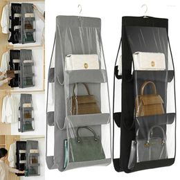 Cosmetic Bags 6 Pocket Practical Handbag Organiser Dustproof Hanging Purse Organizer Transparent Storage Shelf For Living Room Bedroom