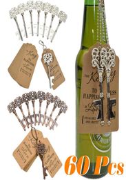 Metal Key Beer Bottle Opener Wine Ring Keychain Wedding Party Favours Vintage Kitchen Accessories Antique Gifts for Guests3870385