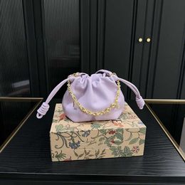 Soft Leather Cloud Bag Chain Handle Designer Bucket Bag Lady Flamenco Purse Peach Shoulder Women Small Tote Hand Bags