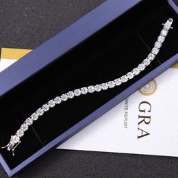 6.5 Mm Tennis Chain White Gold Plated 925 Sterling Silver Mossanite/cz 5mm Tennis Bracelet Vvs Diamond Moissanite Tennis Chain