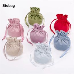 Gift Wrap StoBag 5pcs Colourful Velvet Bags Drawstring Flannel Cloth Small Jewellery Storage Packaging Portable Pocket Organiser Pouch