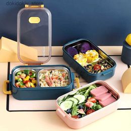 Bento Boxes Office Worker with Lunch Box Double-Layer Japanese-Style Portable Microwave Bento Box Separated Insulation Heated Food Container L49