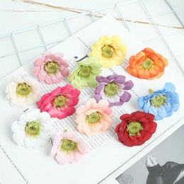 Decorative Flowers 10/20Pcs 4CM Artificial Silk Fake Head For Home Decor Wedding Marriage Decoration DIY Craft Garland Accessories