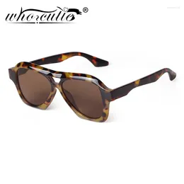 Sunglasses Trendy Double Bridge Tortoise Shell Frame Pilot Women Brand 2024 Big Square Shades Sun Glassses Men Rectangle Eyewear