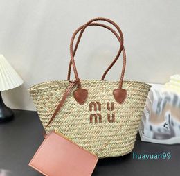 2024 woven tote straw bag summer fashion versatile vegetable basket handbag women shoulder beach bag