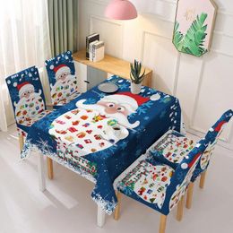 Table Cloth Christmas Tablecloth Decoration Waterproof Oil And Stain Resistant Suitable For Family Dinner Party Bells Santa Claus