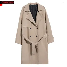 Men's Trench Coats Korean Spring Autumn Men High Street Mid-length Windbreakers Youthful Budssiness Jacket Fashion Loose Overcoats