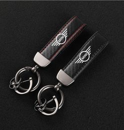 Keychains Car Accessories H IghGrade Leather KeyChain 360 FOR Mini Cooper S JCW R55 R56 R60 F54 F55 F60 Accessoires6104842