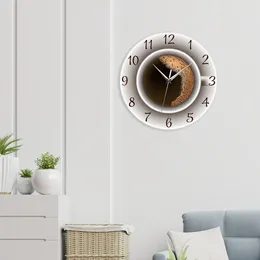 Wall Clocks Coffee Clock Stylish Round 12Inches Easy To Read Accurate Mute Indoor For Office Kitchen Study Room Decoration