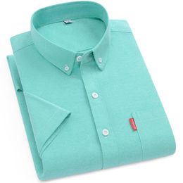 Fashion Mens 100% Cotton Shirts Summer Short Sleeve Loose Oxford Business Formal Plain Regular Fit Button Oversized 5XL 4XL 240407