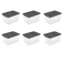 Storage Bottles Sterilite 76 Qt. Stacker Box Plastic Flat Gray Set Of 6 Container Organizer Containers Food Packaging