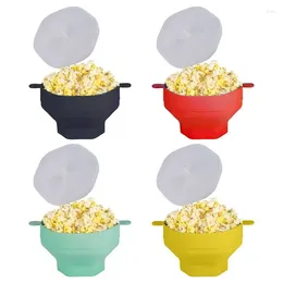 Bowls Popcorn Silicone Bowl With Lid For Microwave Creative Foldable High Temperature Resistant Large Covered Kitchen Accessories