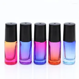 Storage Bottles 200pcs/lot 5ML Gradient Colour Roll-On Perfume Bottle Essential Oil Empty Parfum Steel Metal Roller Ball