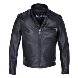 Mens Leather Jackets Winter schott Motorcycle Jacket Stand-up Collar Black Real Leather Coat