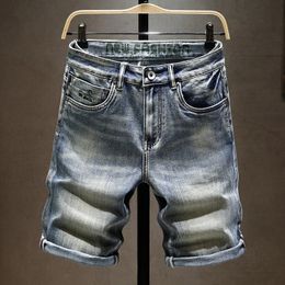 Summer Mens Stretch Short Jeans Fashion Casual Slim Fit High Quality Elastic Denim Shorts Male Brand Clothes 240410